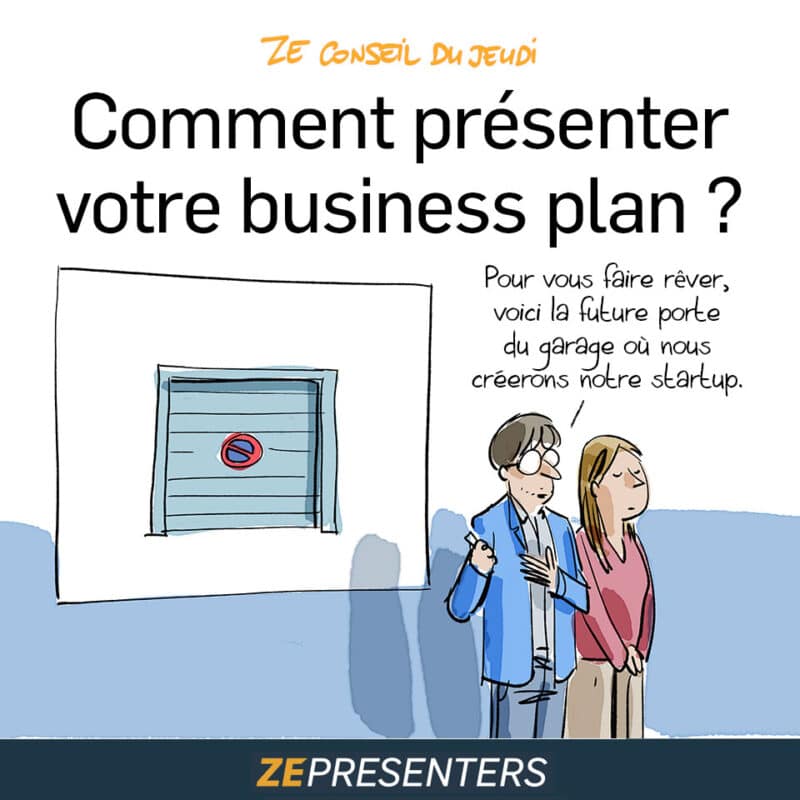 Dessin illustrant une présentation pour présenter son business plan