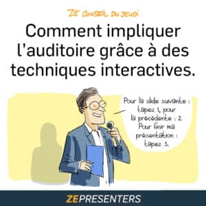 Dessin pour illustrer l'article : Comment impliquer l’auditoire grâce à des techniques interactives
